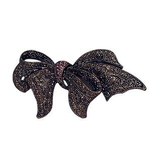 Rose Gold Tone And Pink Rhinestone Bow Brooch